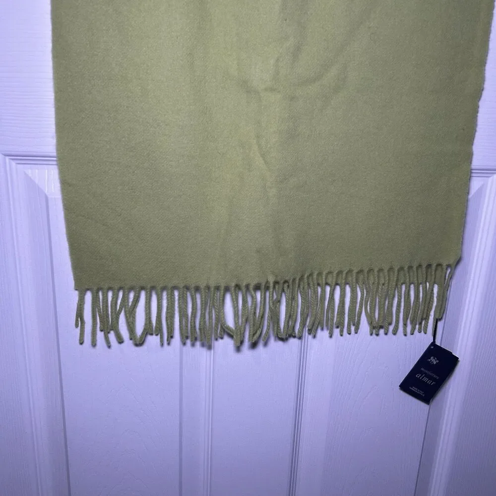 Manifattura Almar Scarf Women's One Size Green Lambswool Fringe Made Italy - Picture 3 of 11